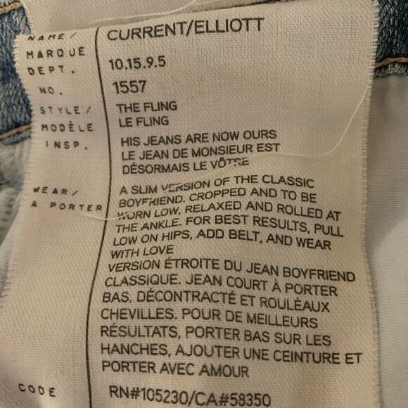 Current Elliot “The Fling” slim boyfriend distressed women’s denim blue jeans - Picture 11 of 12
